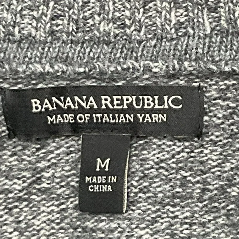 Banana Republic‎ Sweater Men M Merino Wool Italian Striped High Neck Pullover